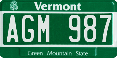 VT license plate AGM987