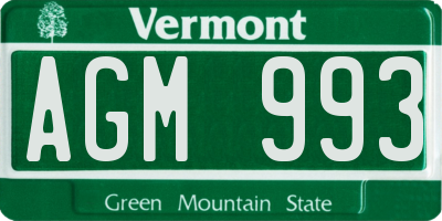 VT license plate AGM993