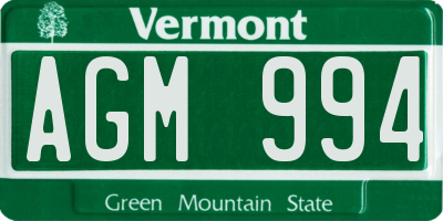 VT license plate AGM994
