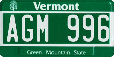 VT license plate AGM996