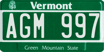 VT license plate AGM997