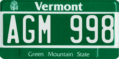 VT license plate AGM998