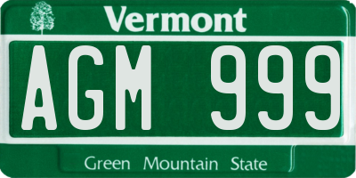 VT license plate AGM999