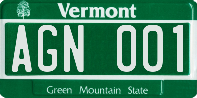 VT license plate AGN001