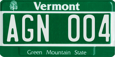 VT license plate AGN004