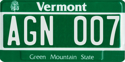VT license plate AGN007