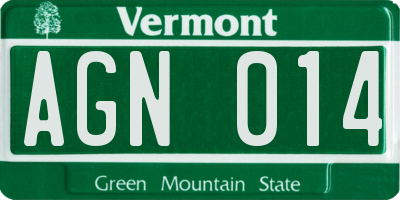 VT license plate AGN014