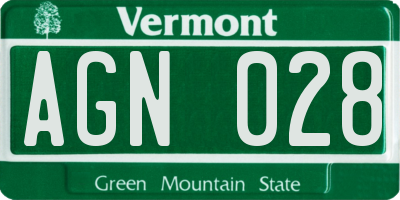 VT license plate AGN028