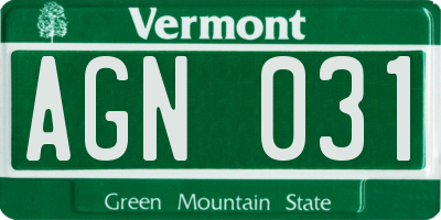 VT license plate AGN031
