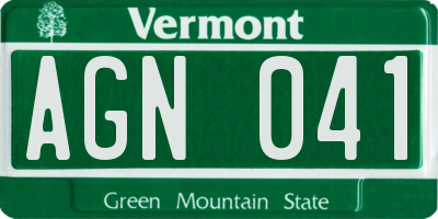 VT license plate AGN041