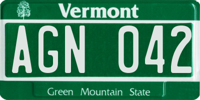 VT license plate AGN042