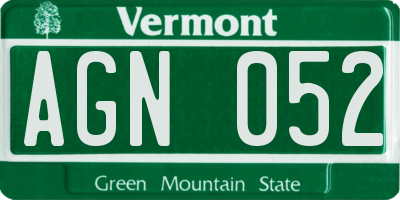 VT license plate AGN052