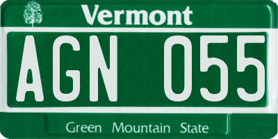 VT license plate AGN055