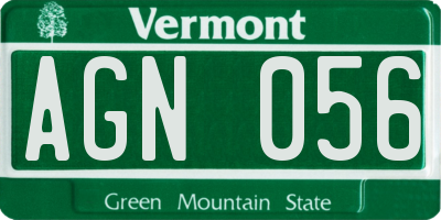 VT license plate AGN056