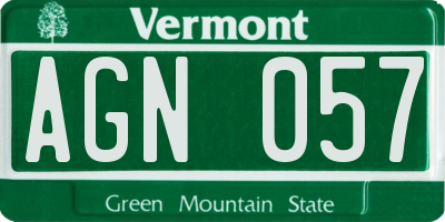 VT license plate AGN057