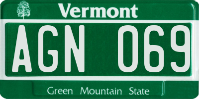 VT license plate AGN069