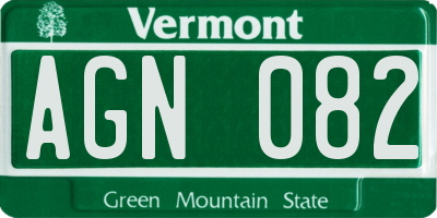 VT license plate AGN082