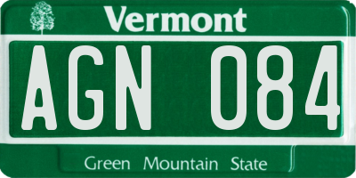 VT license plate AGN084