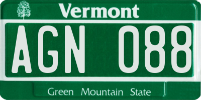 VT license plate AGN088