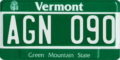 VT license plate AGN090