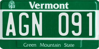 VT license plate AGN091