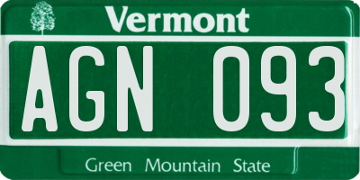 VT license plate AGN093