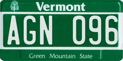 VT license plate AGN096