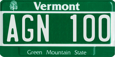 VT license plate AGN100