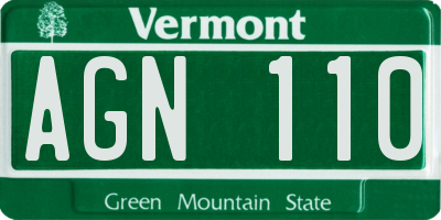 VT license plate AGN110