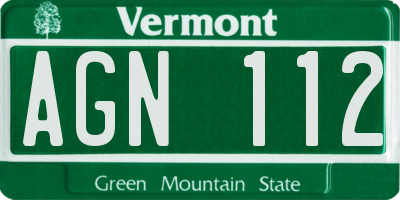 VT license plate AGN112