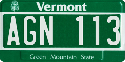 VT license plate AGN113