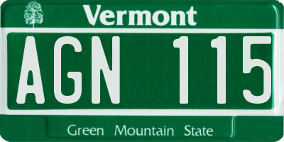 VT license plate AGN115
