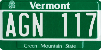 VT license plate AGN117