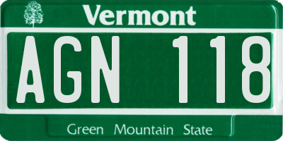 VT license plate AGN118