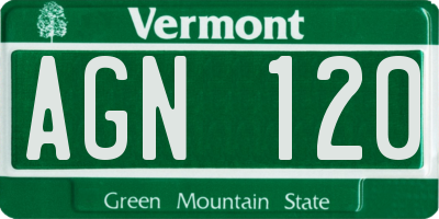 VT license plate AGN120