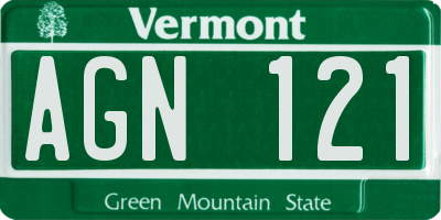 VT license plate AGN121