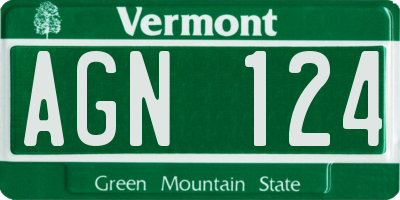 VT license plate AGN124