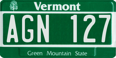VT license plate AGN127