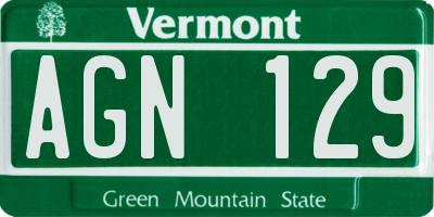 VT license plate AGN129