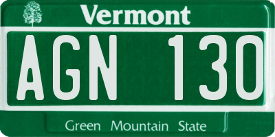 VT license plate AGN130