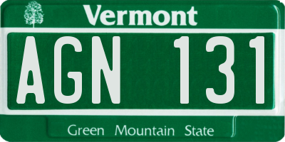 VT license plate AGN131