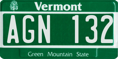VT license plate AGN132