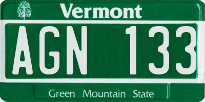 VT license plate AGN133