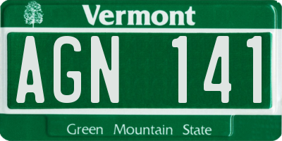 VT license plate AGN141
