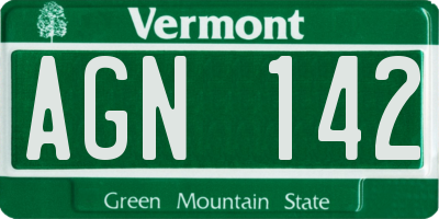 VT license plate AGN142