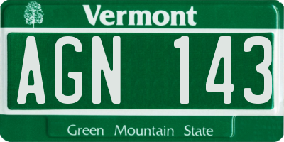 VT license plate AGN143