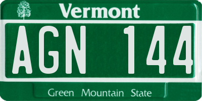 VT license plate AGN144