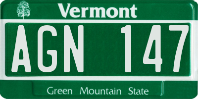 VT license plate AGN147