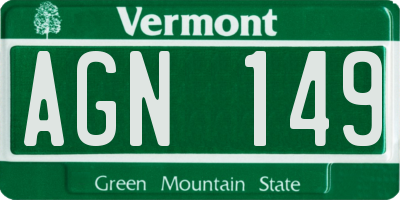 VT license plate AGN149