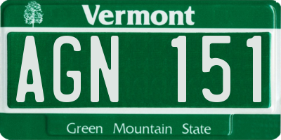 VT license plate AGN151
